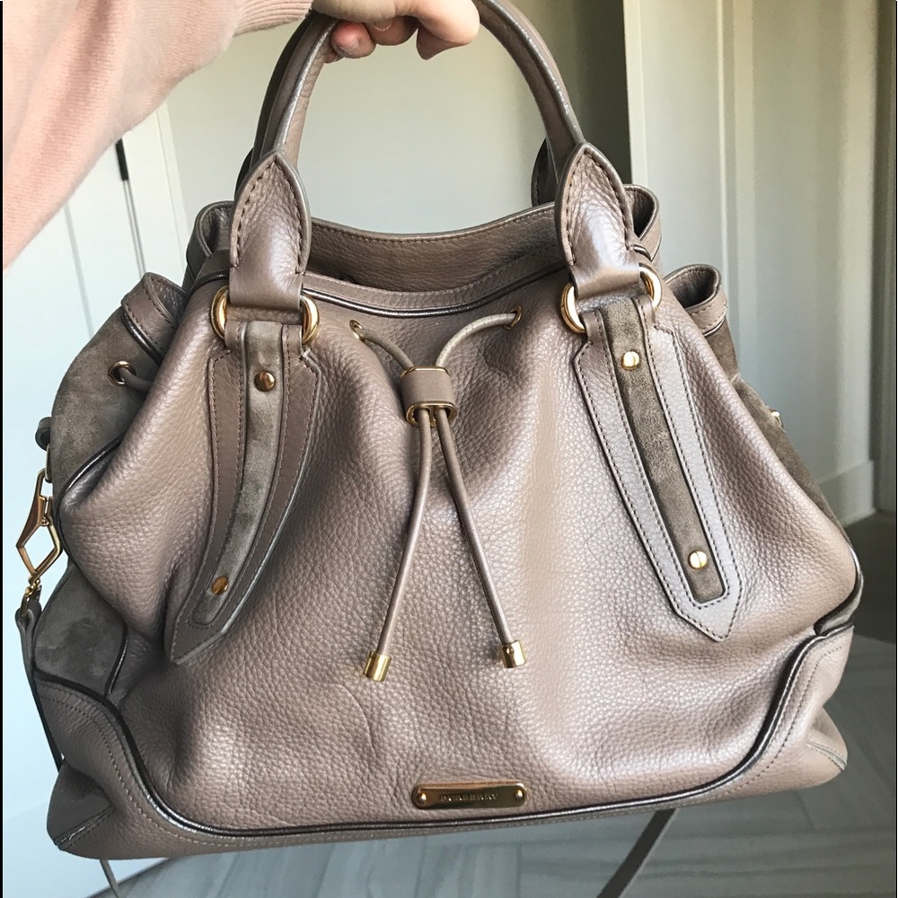 Burberry leather tote with original box & dust bag